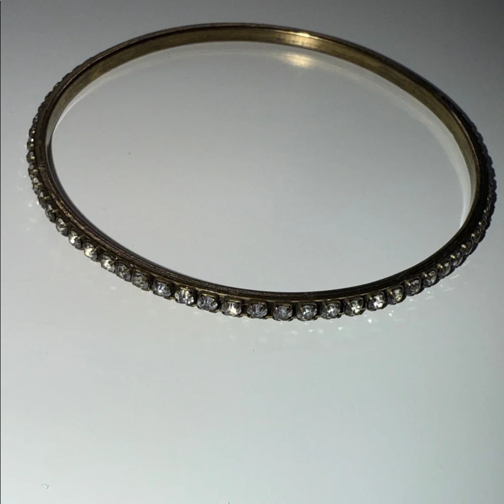 Elegant Gold tone and clear rhinestone Bangle Bracelet
